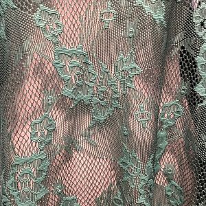 Extra long green lace and black sheer back tank.